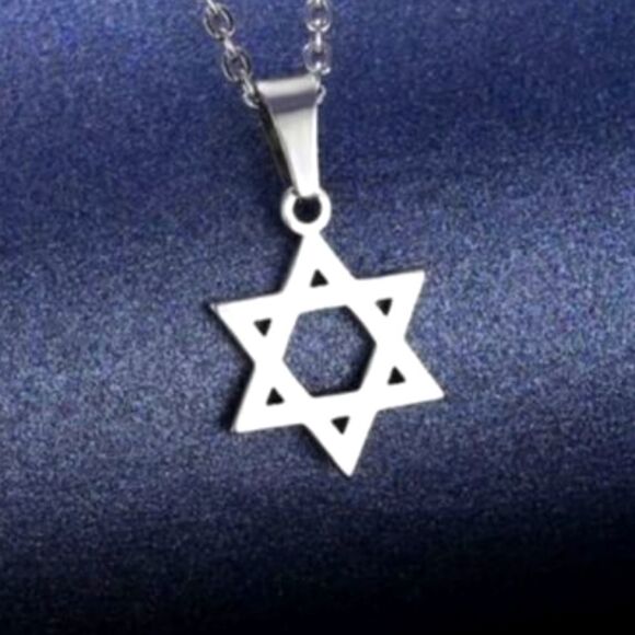 Unisex - Stainless Steel Vintage Star of David Pendant / Necklace - Picture 6 of 6